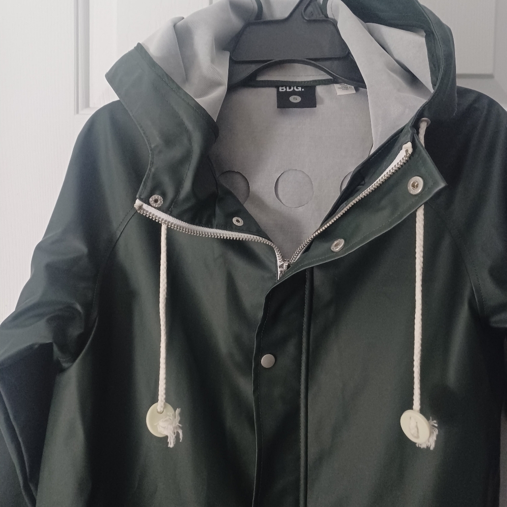 BDG Hunter Green Fisherman Rain Jacket Sz S - Picture 3 of 7